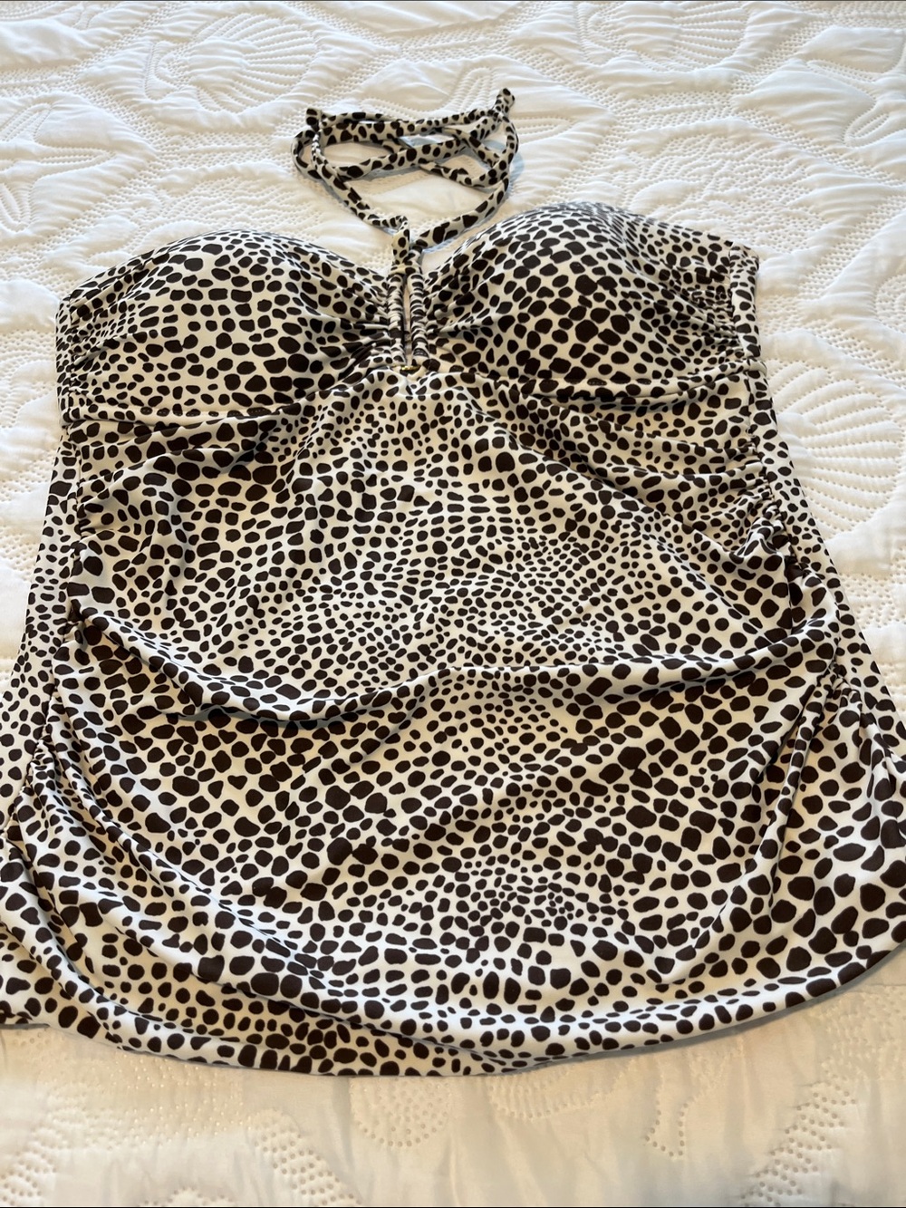 Merona Brown and White Animal-Print Tankini Top Only
